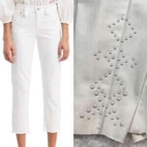 Levis 711 Women's White Studded Mid Rise Skinny Ankle Jeans‎ Light Wash 12 New